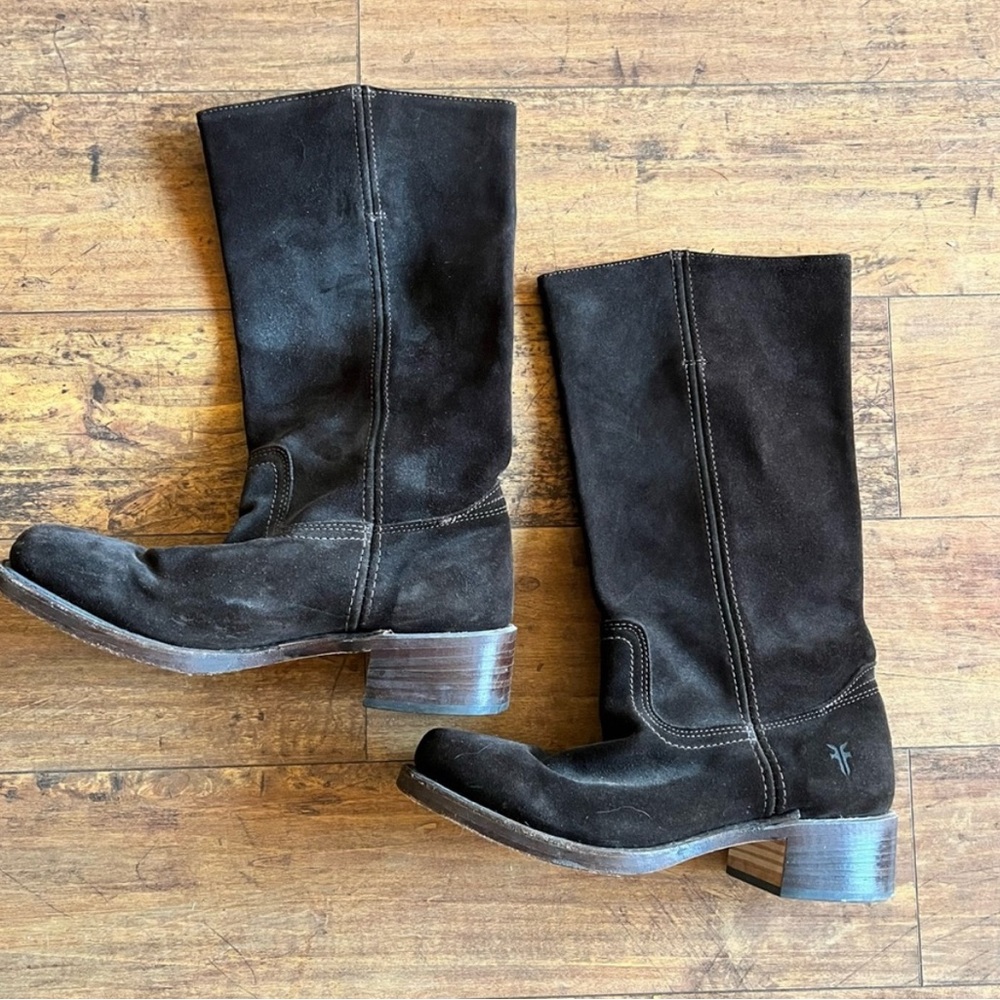 Frye - dark brown suede Campus boot - size 9.5 - 14” shaft height
